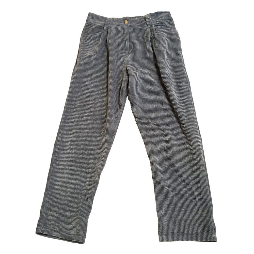 Aaron & Amber Corduroy Pants Womens Large Blue Pleated High Rise Retro Trousers